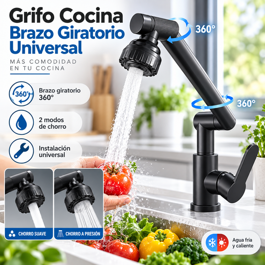 Grifo Cocina 360° Brazo Giratorio 💧