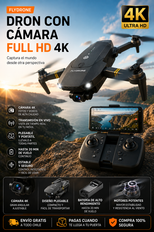 Flydrone - Dron Con Camara Full Hd 4k + Ebook de regalo